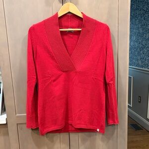 Eddie Bauer Red V-Neck Knit Sweater
